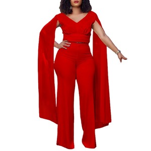 <span class=keywords><strong>Abiti</strong></span> Casual <span class=keywords><strong>per</strong></span> donne grasse e donne di moda con scollo a V pantaloni larghi due pezzi africano Plus-size - Product Image 5