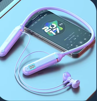 Earphone Neckband Stereo LED Display Tipe-C Pengisian Cepat dengan Waktu Putar 10-15 Jam dan Baterai 200mah