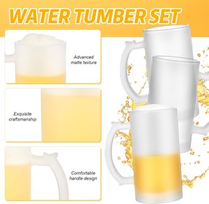 16OZ Frosted Clear Beer <strong>Mugs</strong> Wholesale 450ml <strong>Large</strong> Custom Logo Glass Beer <strong>Mugs</strong> With Handle - Product Image 5