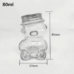 Pot en verre recyclable en forme d'ours mignon pour le stockage des aliments Bougies à sauce <span class=keywords><strong>au</strong></span> <span class=keywords><strong>miel</strong></span> 80ml 160ml 300ml Bouchon à vis en métal or argent pour la maison - Product Image 6