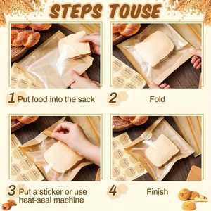Individual Heat Seal Custom Bakery Cookie Packaging Brown Bread Kraft Paper Bags with Clear Window Sticker - Product Image 5