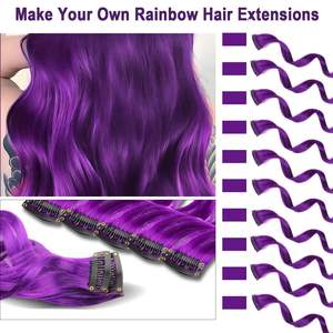 Extensions de cheveux synthétiques transfrontalières Deep Wave 20 pouces violettes, 10 pièces par paquet pour cosplay, fête, festival - Product Image 4