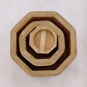 Jardinières octogonales empilables <span class=keywords><strong>en</strong></span> bois, jardinières rustiques <span class=keywords><strong>en</strong></span> bambou pour patio, pots de fleurs pour plantes, décoration intérieure, lot de 3 - Product Image 2