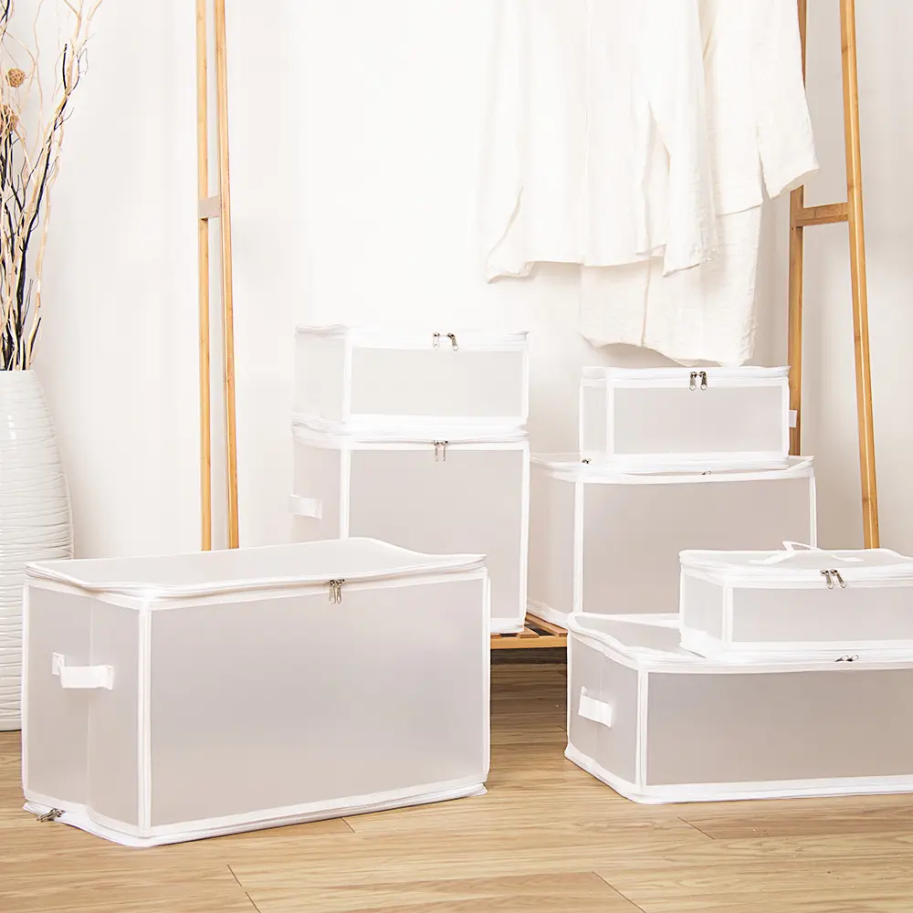 Home Portable Folding Clothes Organizer PP Plastic Transparent Sundries Storage Box