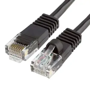 RJ45 многожильный 550 МГц UTP Чистый медный провод 24AWG 2 фута черный сетевой интернет-шнур Cat6 Ethernet патч-кабель
