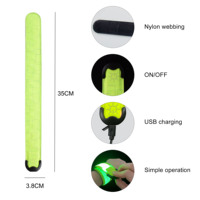 Bracelet LED clignotant réglable à haute visibilité, rechargeable par USB, avec logo personnalisé, pour cadeaux promotionnels en gros, idéal pour les sports de plein air
