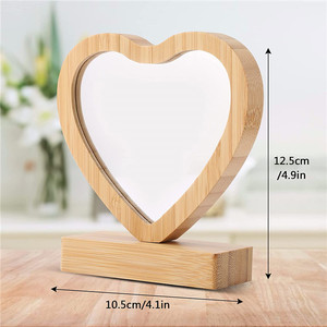 Espejo de madera con forma de corazón Yuka, marco de bambú, adorno de escritorio grabado, regalo de aniversario para esposa o novia - Product Image 3