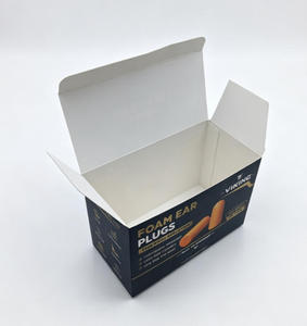 Scatola di <span class=keywords><strong>Carta</strong></span> Personalizzata Nera Opaca con Stampa Dorata per Tappi per Orecchie in Schiuma, Confezione in Cartone con Coperchio Ribaltabile e Grafica del Prodotto - Product Image 5