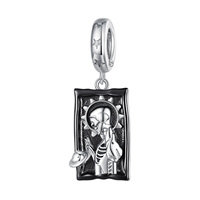 Pendentif Tarot du Monde en Zircon Plaqué Argent 925 avec Séparation des Couleurs, Breloques et Accessoires Perlés, Cadeau