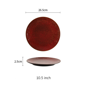 Luxury Ceramic Tableware Plates <strong>Set</strong> for Hotel Restaurant 8 Inch Glossy <strong>Red</strong> Glaze Western Steak <strong>Dinner</strong> Plate - Product Image 6
