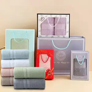 लक्जरी उपहार बॉक्स पैकेजिंग 100% सूती तौलिया सेट होटल के लिए कस्टम मोटा करने वाला बाथरूम चेहरा हाथ स्नान तौलिया सेट होटल के लिए