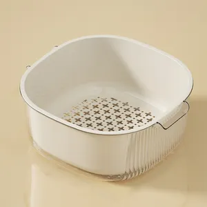 Nueva cesta de colador, Juego de 2 uds., coladores de plástico para lavar frutas y verduras