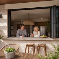 Ventana Plegable Panorámica Horizontal Moderna de Aluminio HUACAI, Insonorizada y Resistente al Viento, para Sala de Estar, Cocina, Patio de Villa