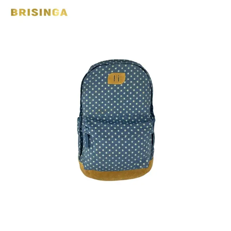 Mochila personalizada para chicas, bolsa de lona a prueba de agua con diseño de puntos, vaquera, 7 días, OEM ODM, 50 Uds.