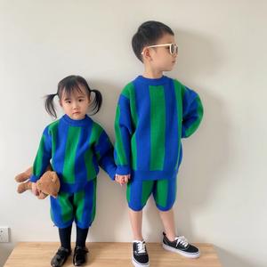 <span class=keywords><strong>Pull</strong></span> en acrylique pour enfants de Corée du Sud, automne 25, nouveau <span class=keywords><strong>pull</strong></span> rayé de style coréen pour garçons et filles, ensemble chemise, frère, sœur, robe - Product Image 4