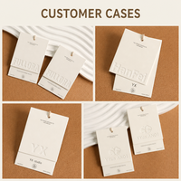 Étiquette de vêtement en papier personnalisable OEM, écologique, imprimée à l'or, avec marqueur en relief crème sur toile de lin épaisse pour chaussures