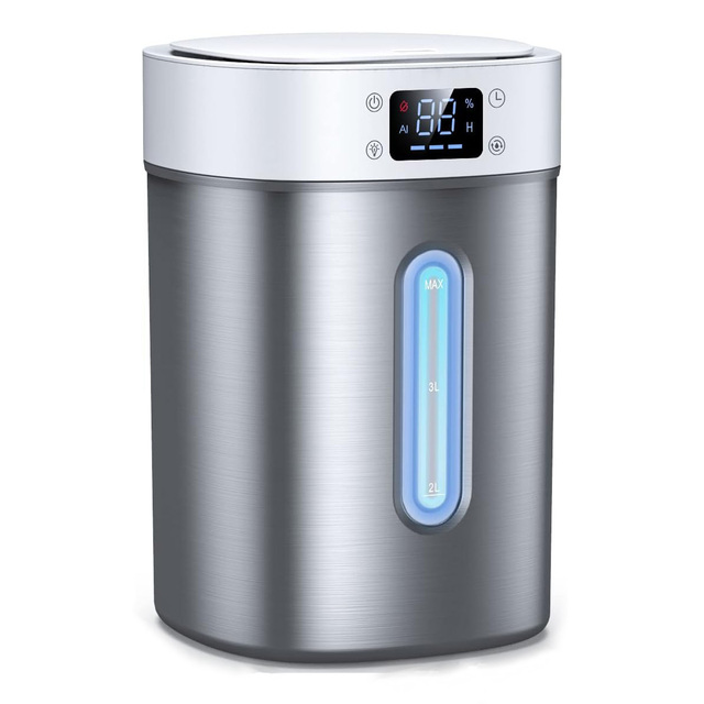 4L Ultrasonic Cool Mist Humidifier with 304 Stainless Steel Tank Auto Humidity Control, Night Light and Timer