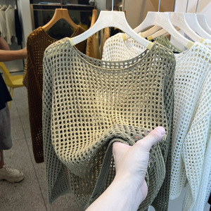 Nouveau haut décontracté pour <span class=keywords><strong>femme</strong></span>, style européen, en maille fine, protection solaire, manches longues, tricoté ajouré, pour l'été - Product Image 5