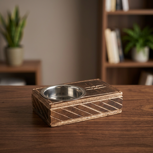 Quemador de Incienso de Sándalo Hecho a Mano con Recipiente Interior de Metal, Soporte Decorativo Aromático para Mesa, para Uso en el Hogar, Decoración del Hogar, Ramadán - Product Image 1