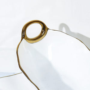 <span class=keywords><strong>Grande</strong></span> Coupe à Fruits de Luxe en Céramique Écologique avec Poignée Dorée, pour Décoration de Fête et de Mariage - Product Image 3