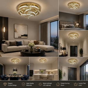 Décoration d'intérieur, luminaire de plafond LED, lustre en acier inoxydable, luminaire de plafond en cristal pour salle à manger - Product Image 2