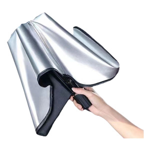 CREATION Pare-soleil de pare-brise avant de protection contre les UV Pare-soleil pliable en PVC + Titane Argent Vinyle de voiture - Product Image 2