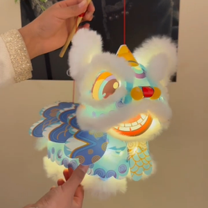 Lanterne de la danse du lion de style chinois du Nouvel An, tendance nationale, artisanale, en papier, design de lion éveillant, pendentif lumineux, printemps - Product Image 3