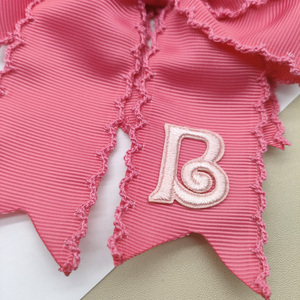 Ins Streamer Factory, venta al por mayor, accesorios para el cabello para niñas, clásico rosa, bordado de grogrén, letra, punto de Luna, borde, lazo para el cabello, pinza para el cabello - Product Image 6