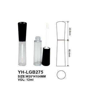 Tubo de brillo de labios PETG negro de 12ml, botella de lápiz labial redonda vacía aerodinámica única, contenedor de embalaje de maquillaje corto para cosméticos - Product Image 2