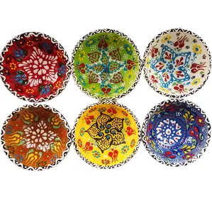 手工制作的彩色土耳其陶瓷汤碗小花图案碗新中式