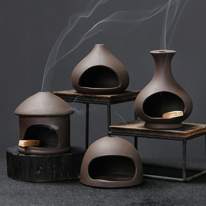 Soporte para quemador de salvia peruana, de cerámica de arcilla púrpura, para aromaterapia, artesanal - Product Image 1