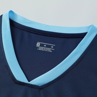 Ensemble d'uniformes de football personnalisés bleu marine, séchage rapide, respirant, 100 % polyester, imprimé par transfert thermique pour équipe