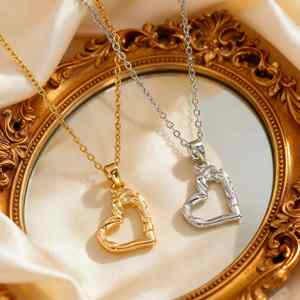 Collar De Acero Inoxidable Stainless Steel <b>Chain</b> Gold Plated Necklace Vine Heart Necklace for Women Heart Shape Pendant Necklace - Product Image 1