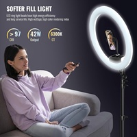 Support trépied, 3 supports pour télécommande iPhone pour diffusion en direct, coiffeur, maquillage, lumière LED ronde pour selfie