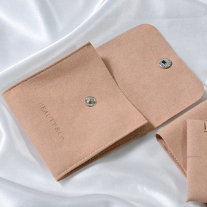 Pochette d'emballage de bijoux en microfibre de luxe en gros, pochettes à bijoux personnalisées imprimées avec logo sur mesure - Product Image 4