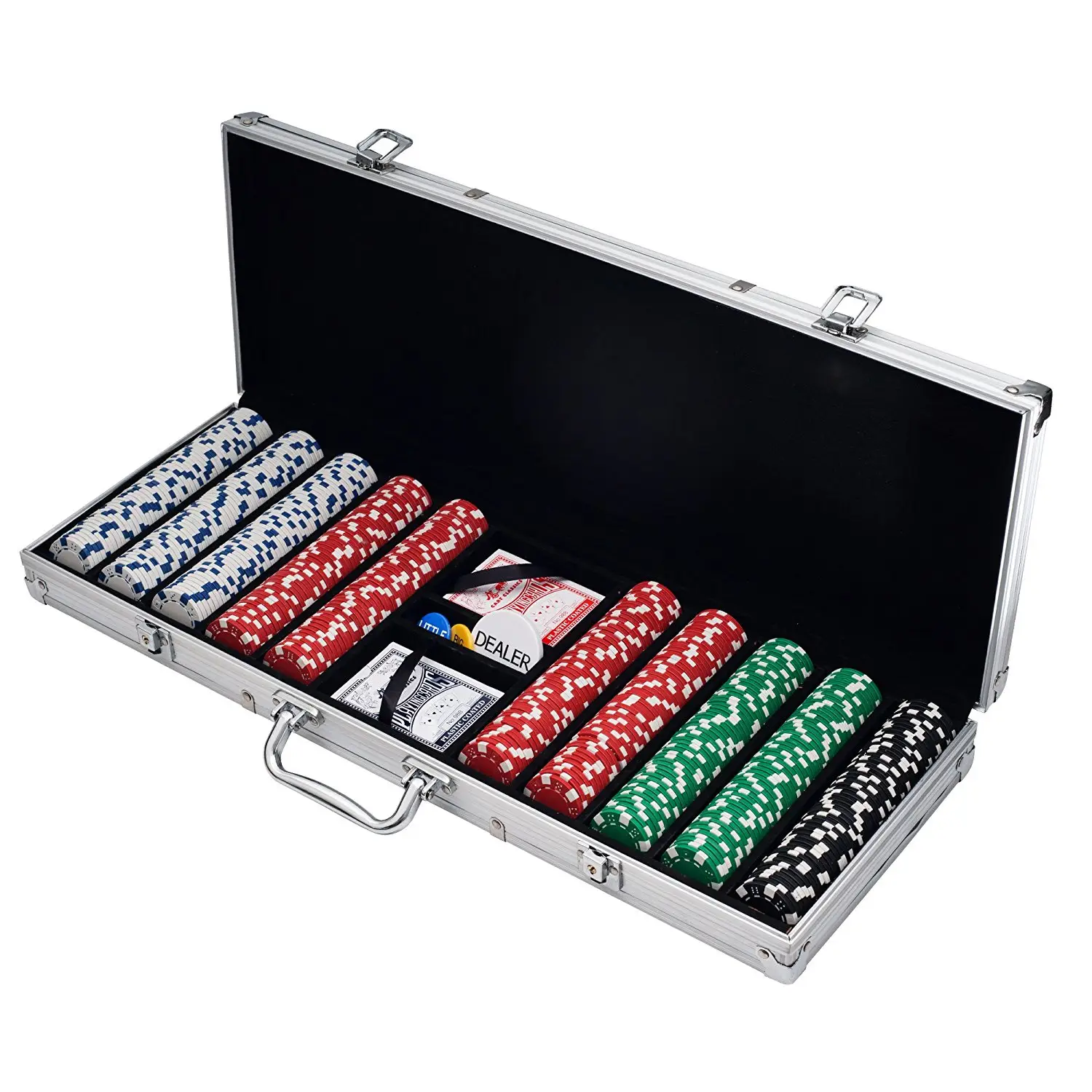 सबसे अच्छा बिक्री थोक कस्टम पोकर 500 pcs पासा शैली एल्यूमीनियम बॉक्स के साथ 11.5-ग्राम पोकर चिप सेट जुआ खेल