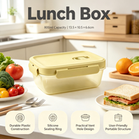Boîte à lunch portable pour enfants avec anneau d'étanchéité en silicone et trou d'aération, récipient de stockage alimentaire en plastique pour la préparation des aliments et des légumes