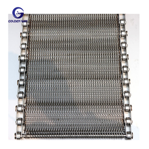 Cinturones de alambre de Metal plano Chevron de alta presión, correa de malla de elevación de espiga, cinta transportadora de elevación de acero inoxidable - Product Image 1