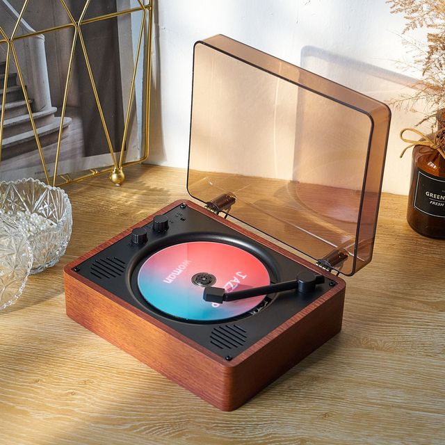 Wholesale Retro Mini Portable Vinyl CD Player Wireless Speaker Integrated