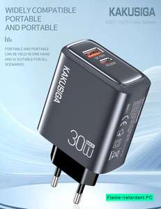 KSC-1673 <span class=keywords><strong>Fuke</strong></span> ชุดที่ชาร์จขนาดใหญ่เอาท์พุทที่มีเสถียรภาพรวดเร็วปลั๊ก EU PD30W + QC3.0หน่วงการติดไฟขนาดใหญ่2025ผลิตภัณฑ์ - Product Image 2