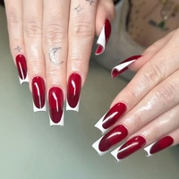 Faux ongles roses faits main à la française, à presser, de haute qualité, en acrylique 3D épais, design de salon, vente en gros, fournitures de luxe pour ongles à presser