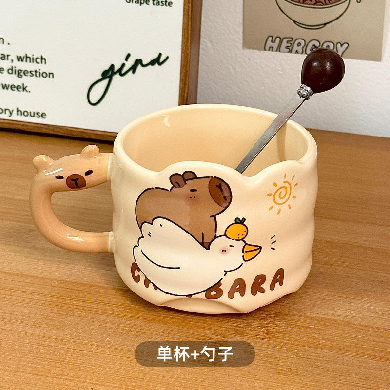 [Cup Round Spoon] Capybara Stacking Cups - Riding a Swan