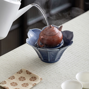 Support à théière en céramique Lotus, poterie Dehua, forme irrégulière, support Gaiwan pour thé Kung Fu, utilisation pour le thé de l'après-midi - Product Image 5