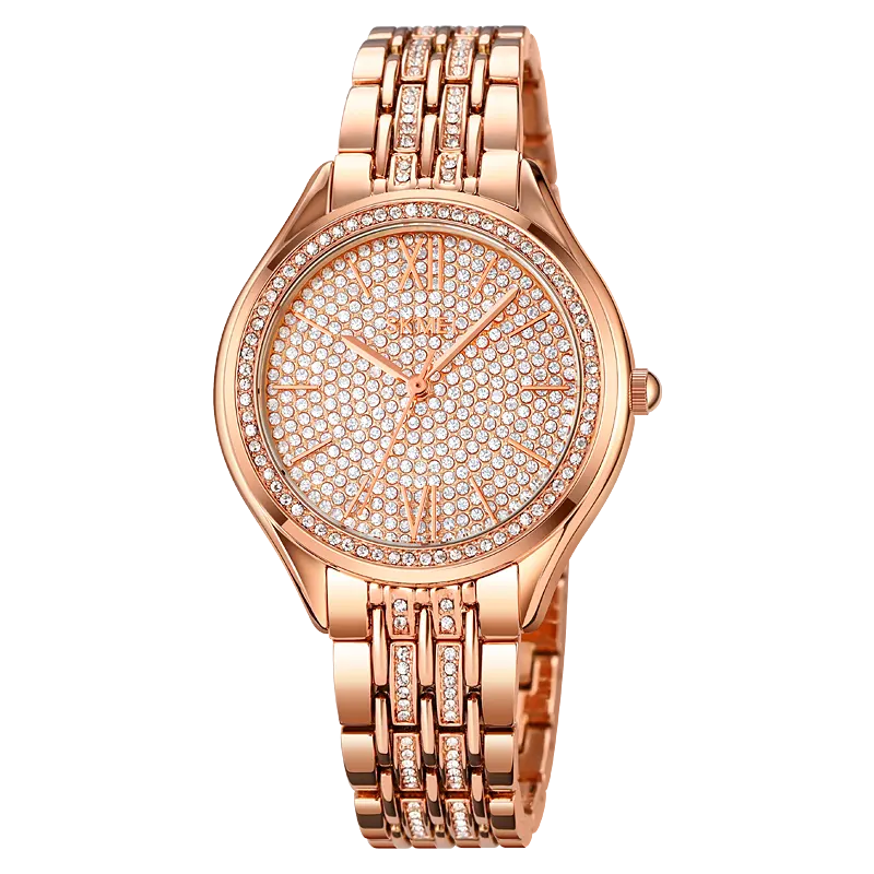 Skmei 2030 relogio feminino moissanite watch rose gold Fashion Women Watches Classic Luxury Wristwatch Diamond Quartz Watch