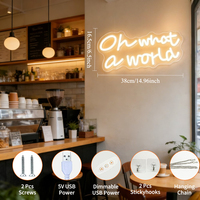 Letrero LED de Neón Neonawall Oh World, IP65, Regulable, Alimentado por USB, Luz Acrílica de Pared, Decoración Cálida y Acogedora para el Hogar, Dormitorio, Cafetería, Fiesta
