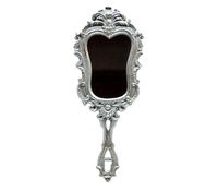 Miroir à main sculpté vintage européen, miroir de vanité décoratif de luxe léger, artisanat