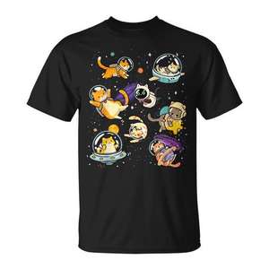 Camiseta con diseño de gatos en el espacio Galaxy Cat Astronaut Kitten para hombres y mujeres, unisex, talla para adultos S M L XL XXL - Product Image 1