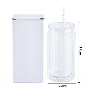 Hoa Kỳ Cổ 16Oz Acrylic Double-Tường Thăng Hoa Cốc Cốc Không Thể Phá Vỡ Nhựa Bia Kính Trong Suốt PP Nắp Rơm OEM Đảng - Product Image 3