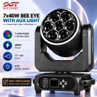 Projecteur de scène à tête mobile 7x40W Bee Eyes RGBW 4-en-1 Zoom Wash Beam CTO DMX512 Mode Son Automatique pour DJ