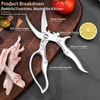 Ciseaux à volaille en acier inoxydable résistant à la rouille, ciseaux de cuisine robustes pour couper les os de poulet, outil multifonction de qualité alimentaire